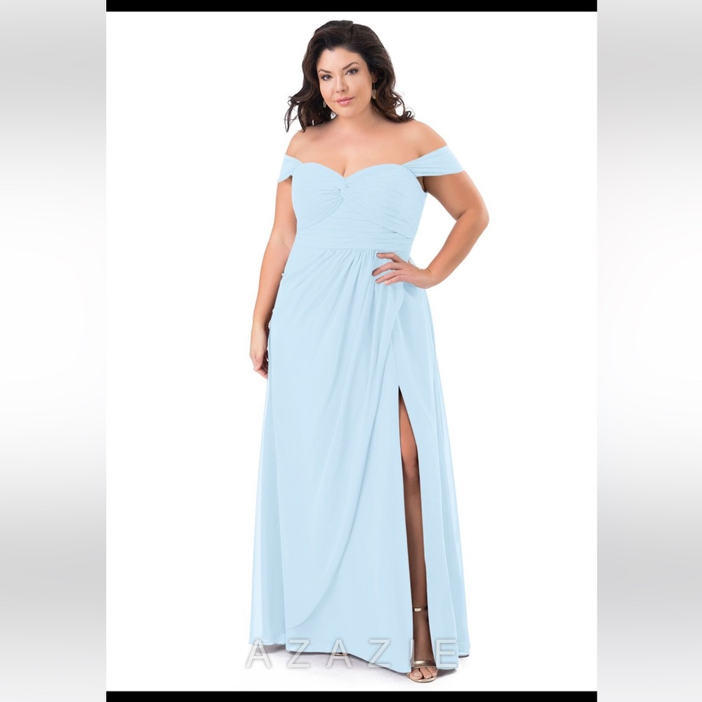 Azazie sky blue bridesmaid dress